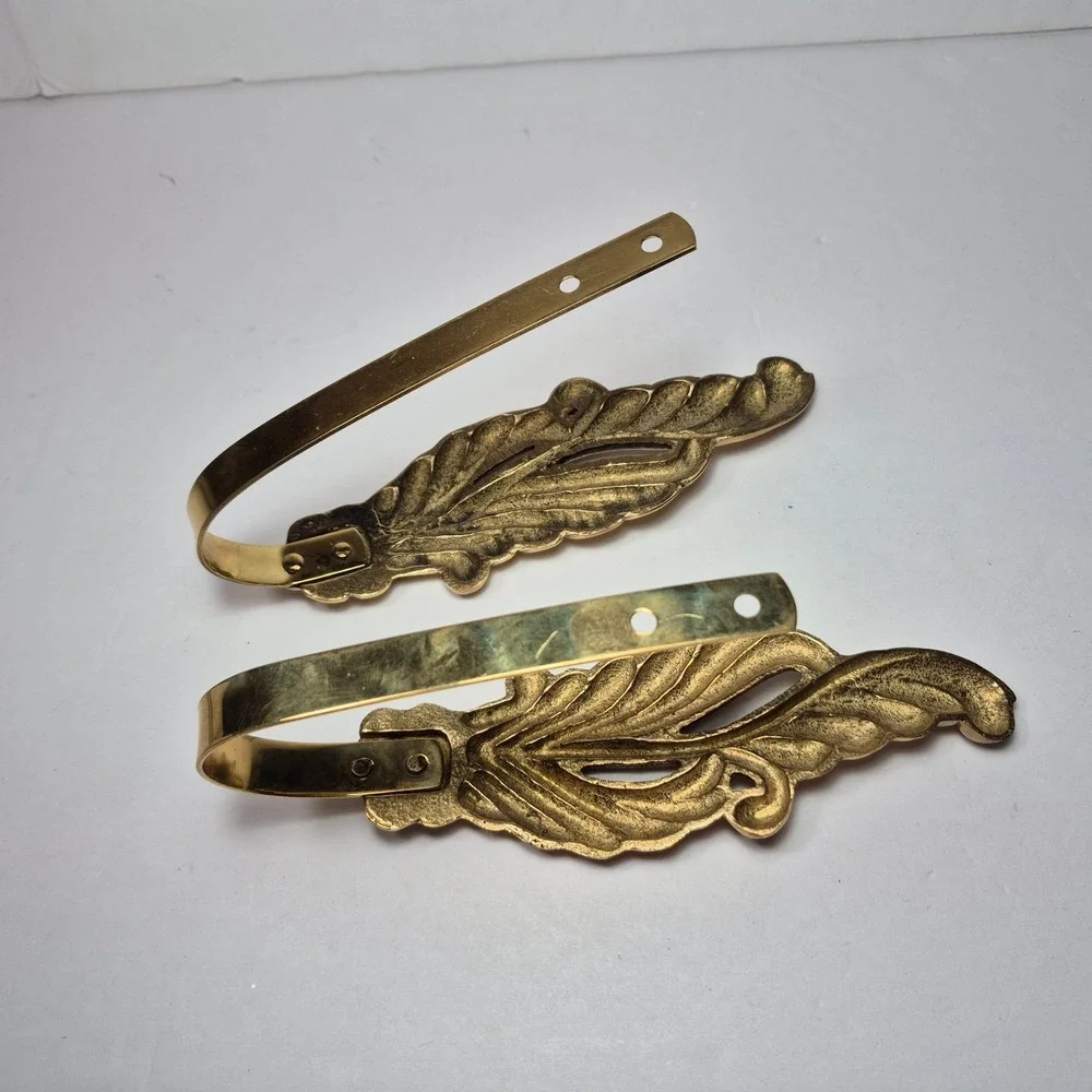 Curtain Tie Backs Set 2 Solid Brass Leaf Leaves Flower Wall Hooks India 5.5 In
